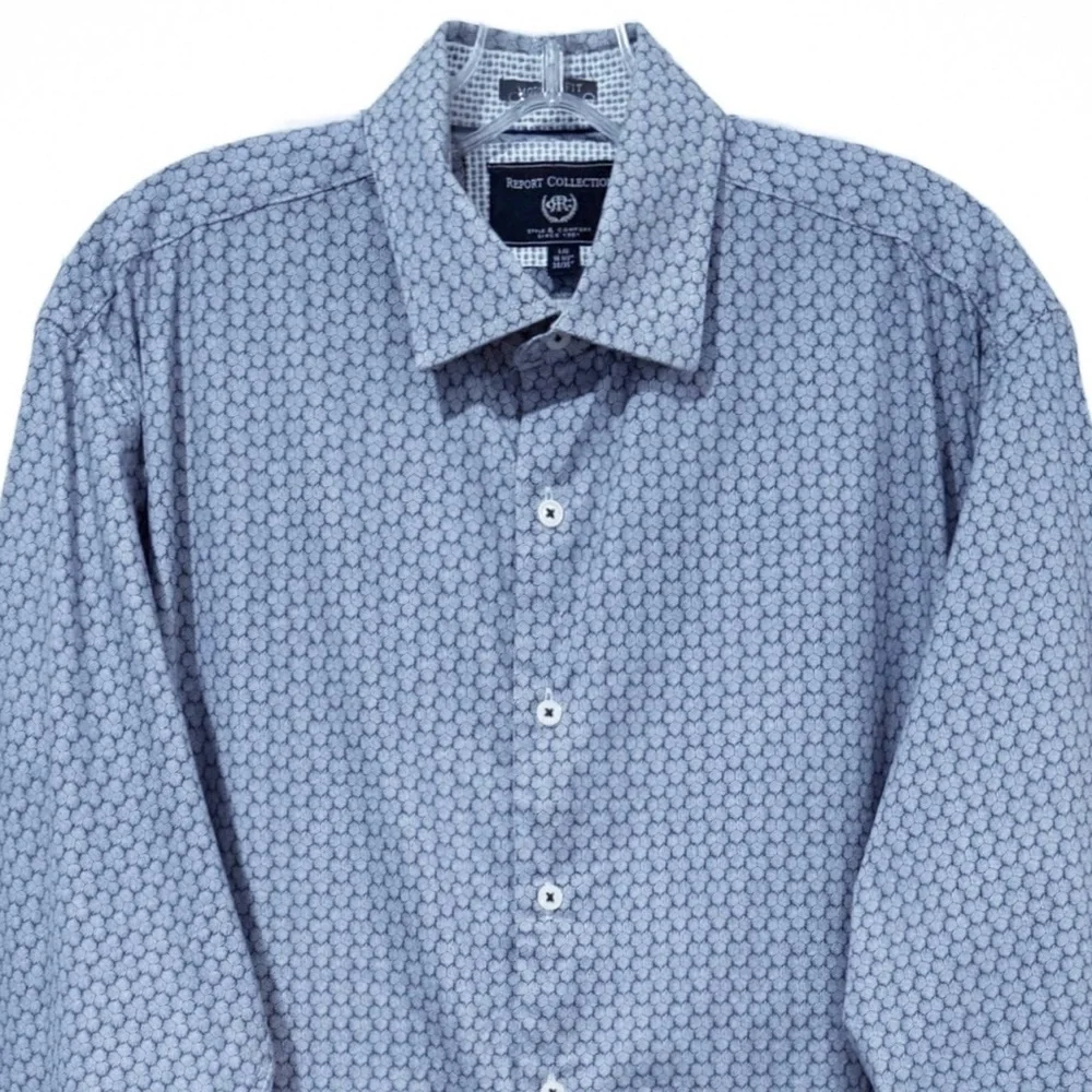 Report Collection Modern Fit Geo Print Button Front Shirt - Picture 3 of 8